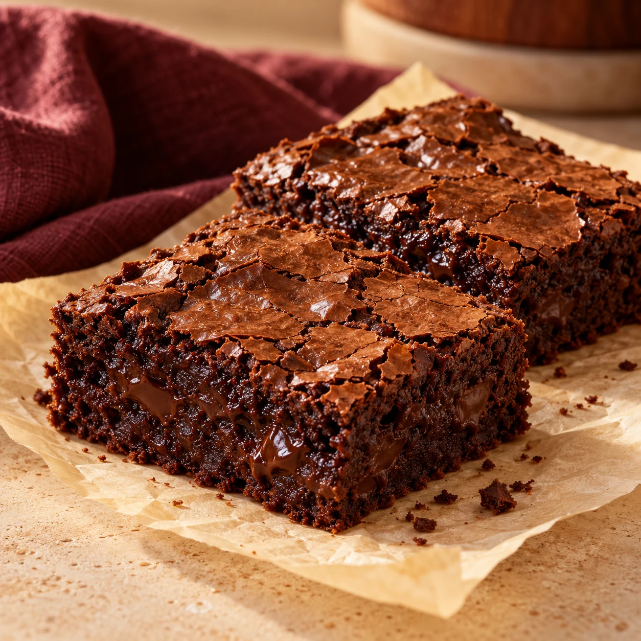 Brownie de chocolate com casquinha delicada